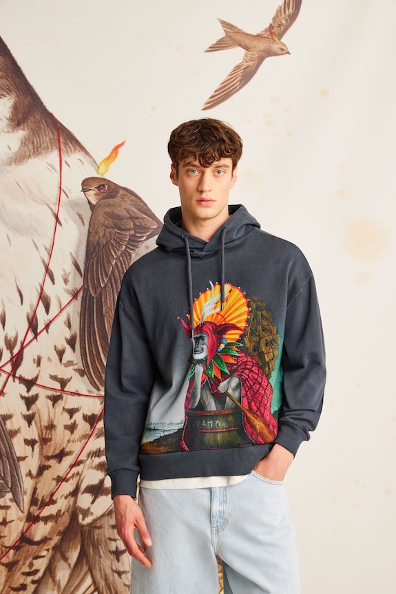 Bluza bawełniana męska z kolekcji El Gato Chimney x Medicine kolor szary bawełna szary RS25-BLM800