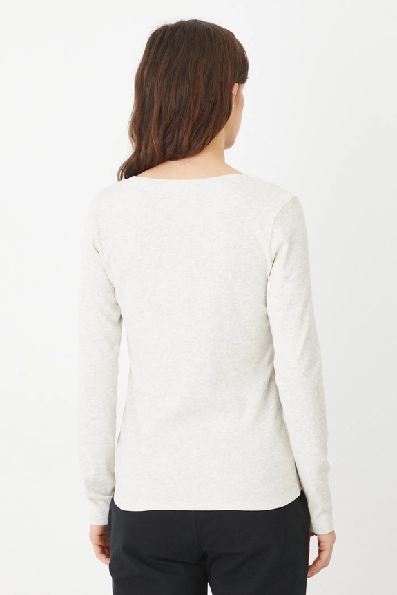 Odzież Longsleeve damski prążkowany z modalem kolor beżowy RS25.BUD010 beżowy