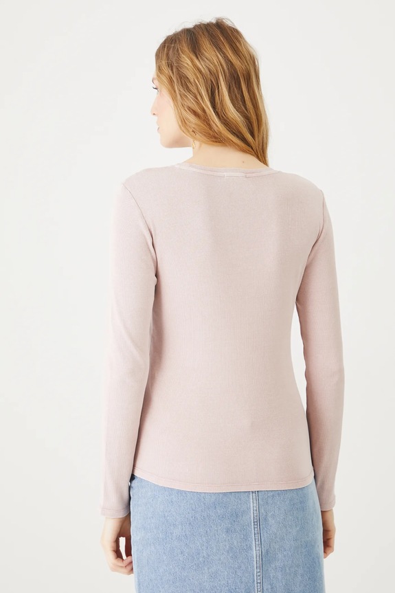 Odzież Longsleeve bawełniany damski z elastanem prążkowany kolor różowy RS25.BUD040 różowy