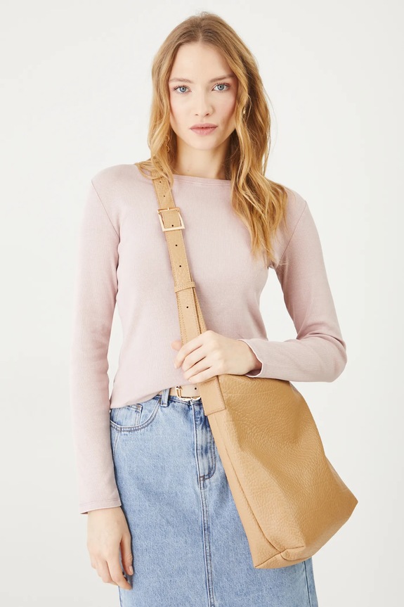 Longsleeve bawełniany damski z elastanem prążkowany kolor różowy różowy RS25.BUD040