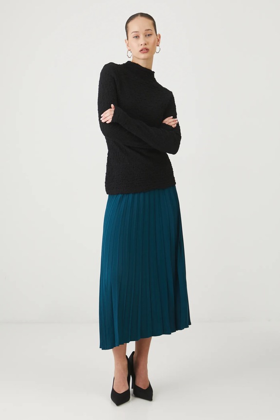 Longsleeve damski z fakturą kolor czarny RS25-BUD304 czarny RS25