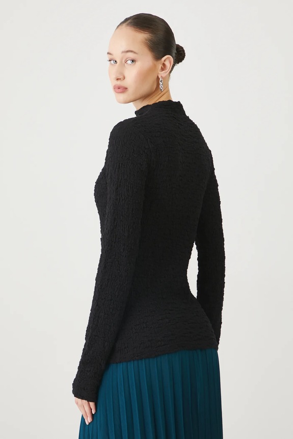 Odzież Longsleeve damski z fakturą kolor czarny RS25-BUD304 czarny