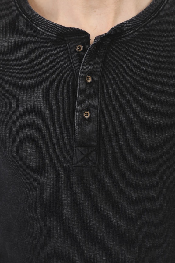 Longsleeve bawełniany męski z elastanem z efektem sprania kolor szary RS25-BUM040 szary