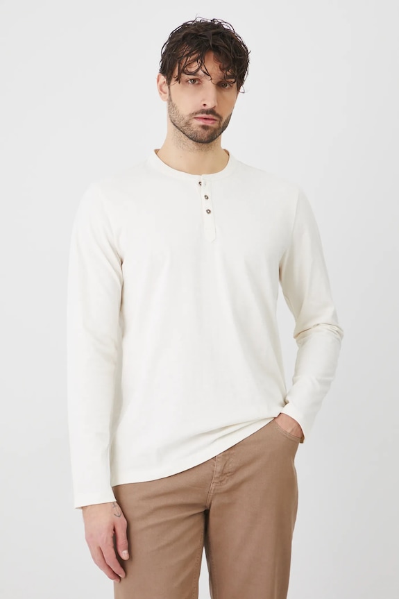 Longsleeve bawełniany męski gładki kolor beżowy beżowy RS25-BUM050