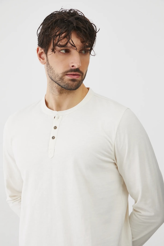 Longsleeve bawełniany męski gładki kolor beżowy RS25-BUM050 beżowy