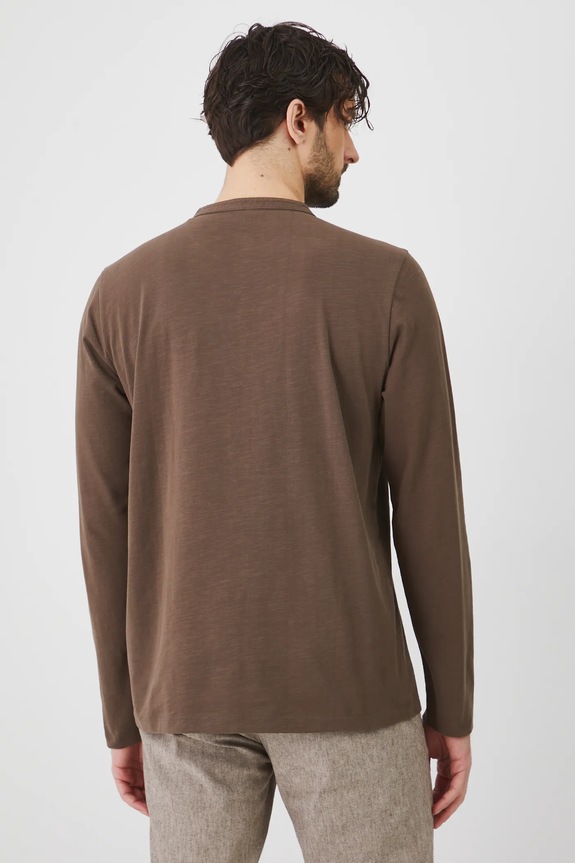 Odzież Longsleeve bawełniany męski gładki kolor brązowy RS25-BUM050 brązowy