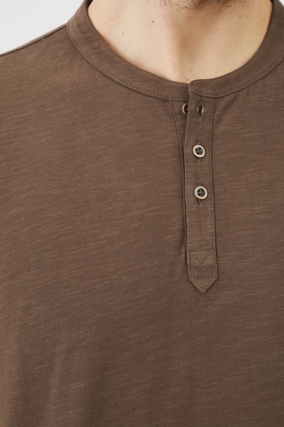 Longsleeve bawełniany męski gładki kolor brązowy RS25-BUM050