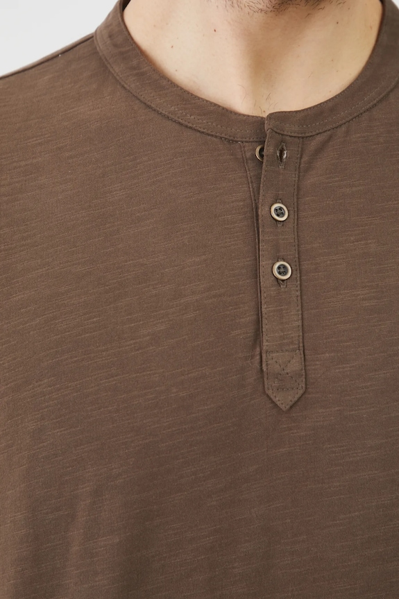 Longsleeve bawełniany męski gładki kolor brązowy RS25-BUM050