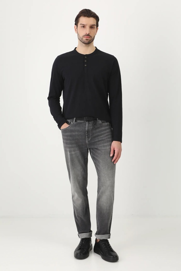 Longsleeve bawełniany męski gładki kolor czarny RS25-BUM050 czarny RS25