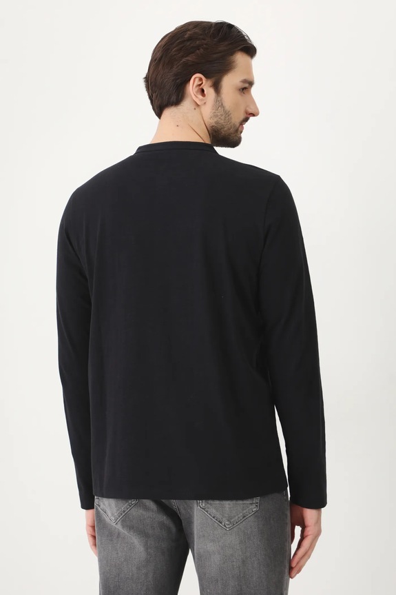 Odzież Longsleeve bawełniany męski gładki kolor czarny RS25-BUM050 czarny