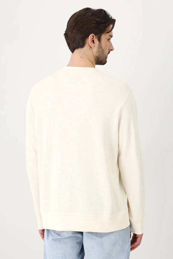 Odzież Longsleeve bawełniany męski z fakturą kolor beżowy RS25-BUM051 beżowy