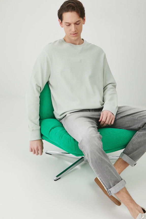 Longsleeve bawełniany męski z fakturą kolor zielony bawełna zielony RS25-BUM051