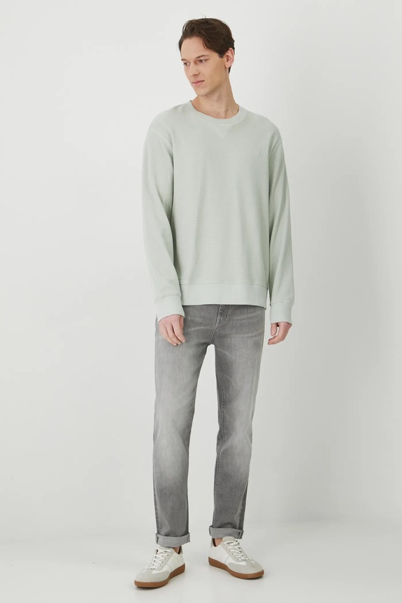 Longsleeve bawełniany męski z fakturą kolor zielony RS25-BUM051 zielony RS25