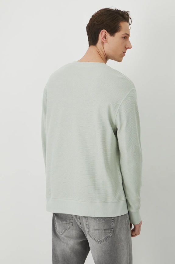 Odzież Longsleeve bawełniany męski z fakturą kolor zielony RS25-BUM051 zielony