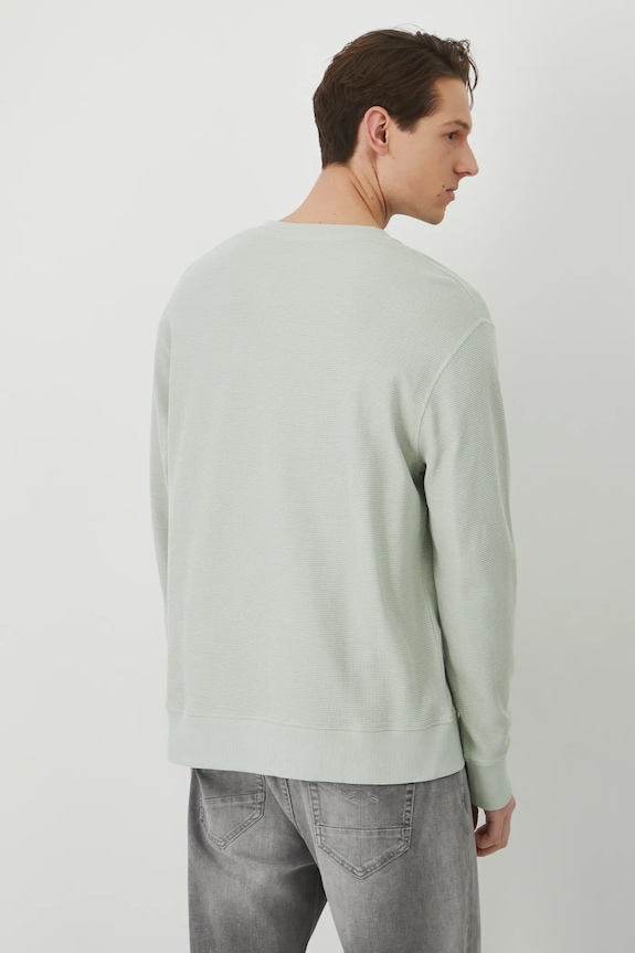 Odzież Longsleeve bawełniany męski z fakturą kolor zielony RS25-BUM051 zielony