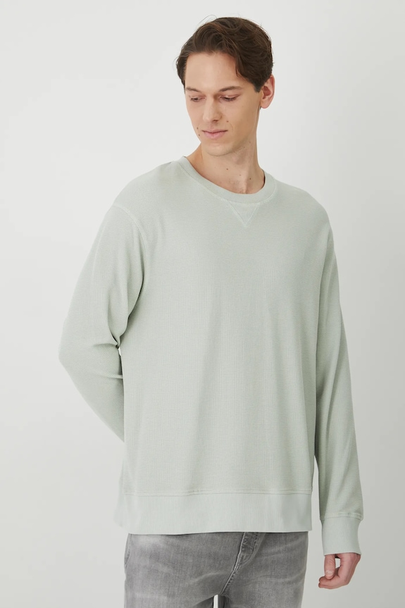 Longsleeve bawełniany męski z fakturą kolor zielony zielony RS25-BUM051