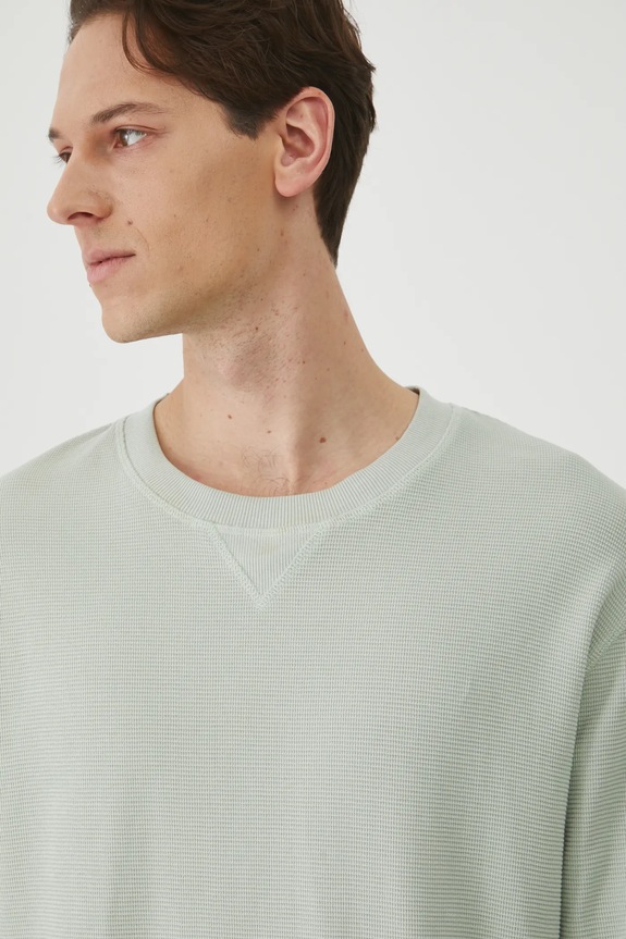 Longsleeve bawełniany męski z fakturą kolor zielony RS25-BUM051 zielony