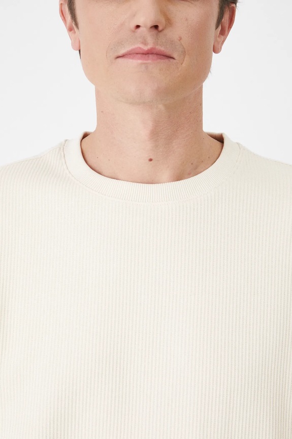 Longsleeve bawełniany męski z fakturą kolor beżowy RS25.BUM102 beżowy