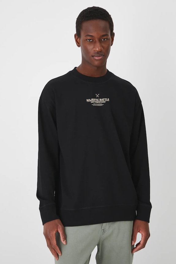 Odzież Longsleeve bawełniany męski z nadrukiem kolor czarny RS25.BUM400 czarny