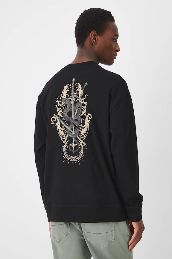 Longsleeve bawełniany męski z nadrukiem kolor czarny czarny RS25.BUM400