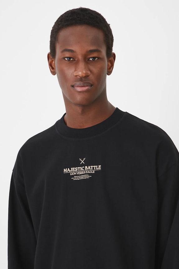 Longsleeve bawełniany męski z nadrukiem kolor czarny RS25.BUM400 czarny