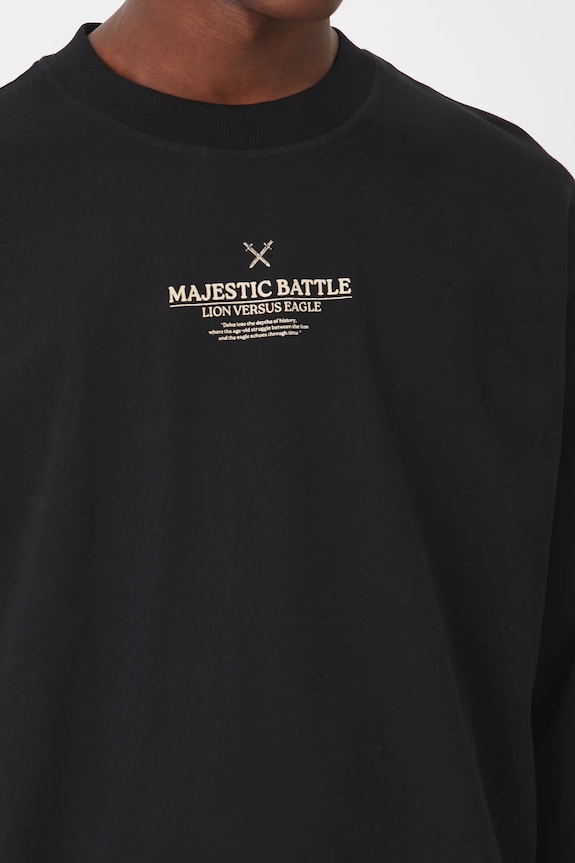 Longsleeve bawełniany męski z nadrukiem kolor czarny RS25.BUM400