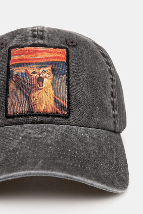 Akcesoria Czapka z daszkiem bawełniana damska z kolekcji Dzień Kota kolor czarny RS25-CAD350 czarny