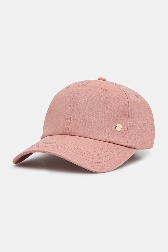 Czapka z daszkiem z lnem damska gładka kolor różowy RS25-CAD502 różowy RS25