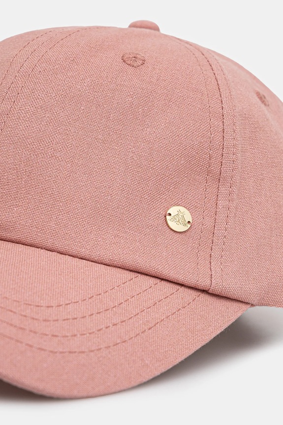 Akcesoria Czapka z daszkiem z lnem damska gładka kolor różowy RS25-CAD502 różowy
