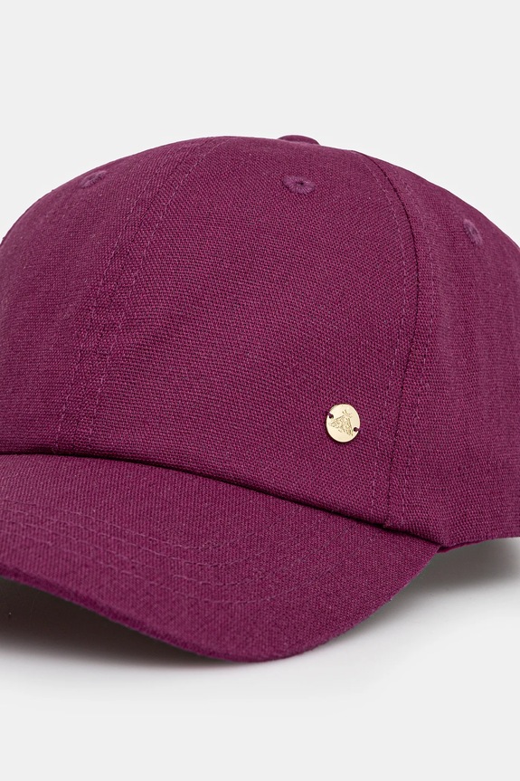 Akcesoria Czapka z daszkiem z lnem damska gładka kolor różowy RS25-CAD502 różowy