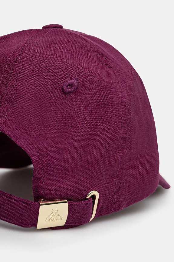 Czapka z daszkiem z lnem damska gładka kolor różowy różowy RS25-CAD502