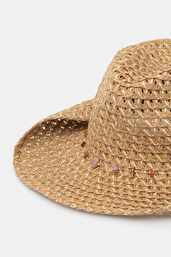 Akcesoria Kapelusz damski z ozdobną aplikacją kolor beżowy RS25.CAD702 beżowy