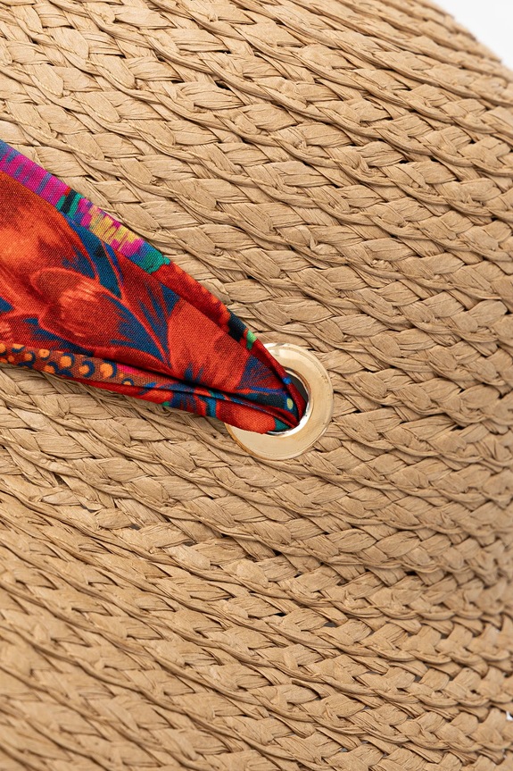 Kapelusz damski pleciony z wiązaniem kolor beżowy beżowy RS25-CAD703