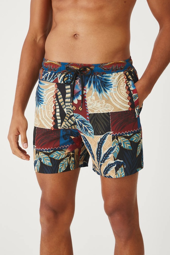 Szorty kąpielowe męskie wzorzyste kwiaty multicolor RS25.ESMA02