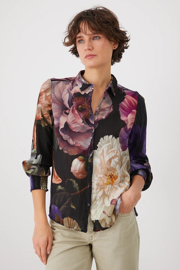 Koszula damska z wiskozą w kwiaty kolor multicolor wzorzyste multicolor RS25.KDD301
