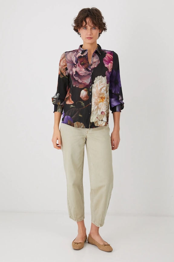 Koszula damska z wiskozą w kwiaty kolor multicolor RS25.KDD301 multicolor RS25