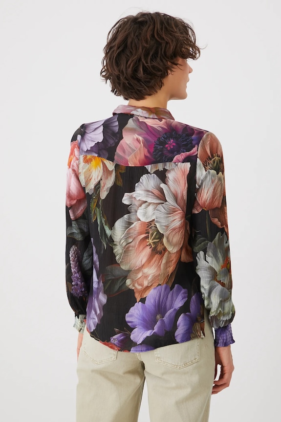 Odzież Koszula damska z wiskozą w kwiaty kolor multicolor RS25.KDD301 multicolor