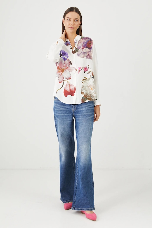 Koszula damska regular z nadrukiem kolor biały RS25-KDD302 biały RS25