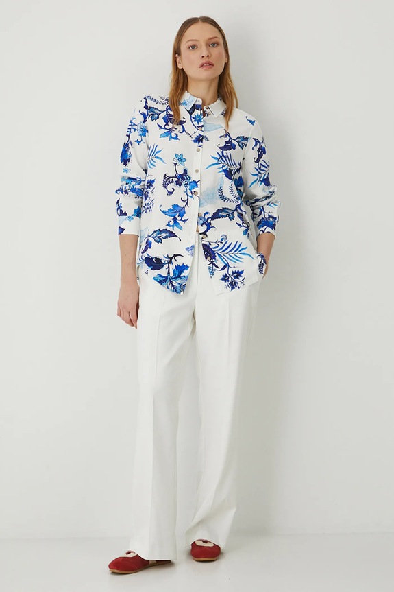 Srajca s primesjo lanu Medicine RS25.KDD700 bela RS25