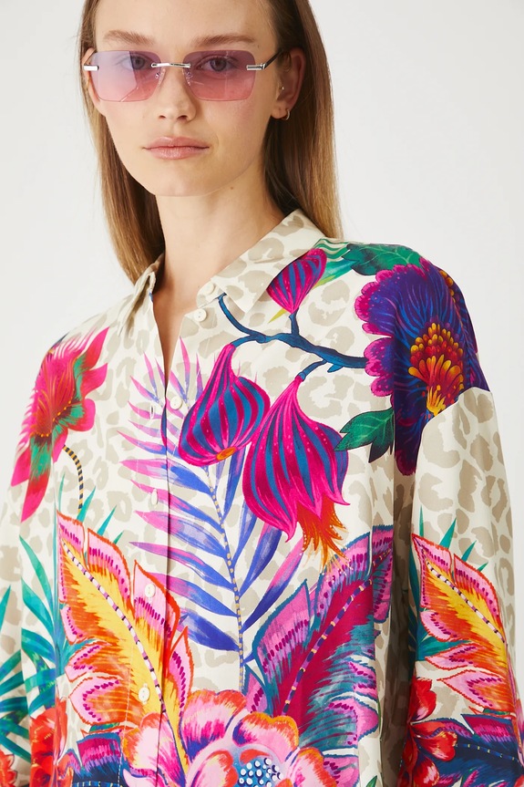 Koszula damska oversize z wiskozy kolor multicolor RS25-KDDA01 multicolor RS25