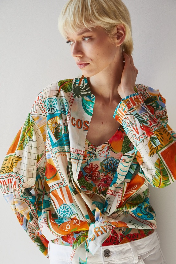 Bombažna srajca Medicine Dolg pisana RS25-KDDB02