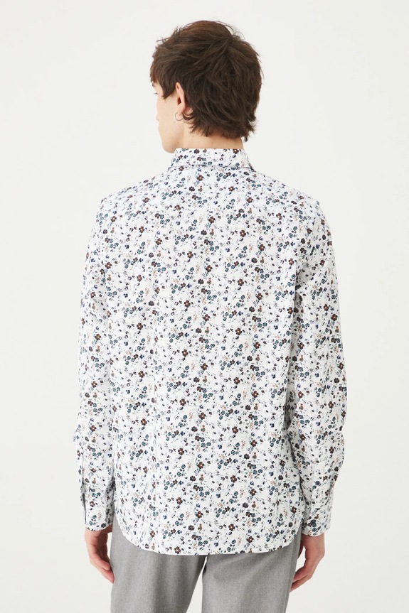 Odzież Koszula męska z kołnierzykiem klasycznym z drobnym wzorem kolor biały RS25-KDM033 biały