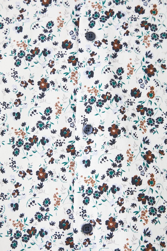 Koszula męska z kołnierzykiem klasycznym z drobnym wzorem kolor biały RS25-KDM033 biały