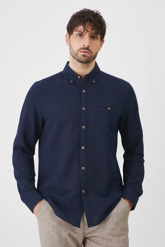 Medicine camicia di lino RS25-KDM050 blu navy
