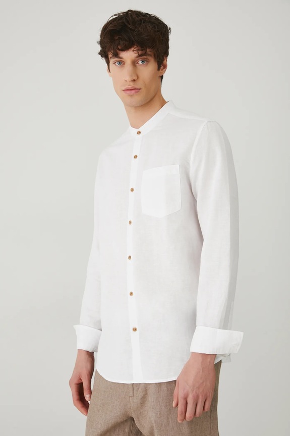 Medicine camicia di lino RS25-KDM070 bianco RS25