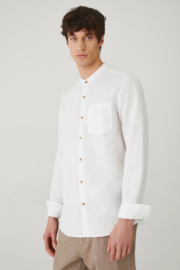 Medicine camicia di lino RS25-KDM070 bianco RS25