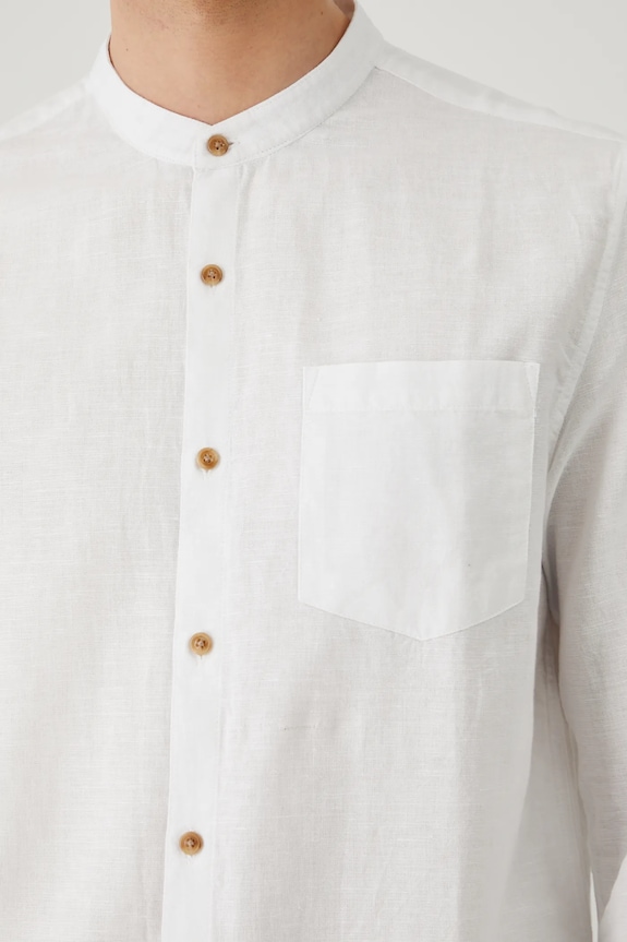Medicine camicia di lino RS25-KDM070 bianco
