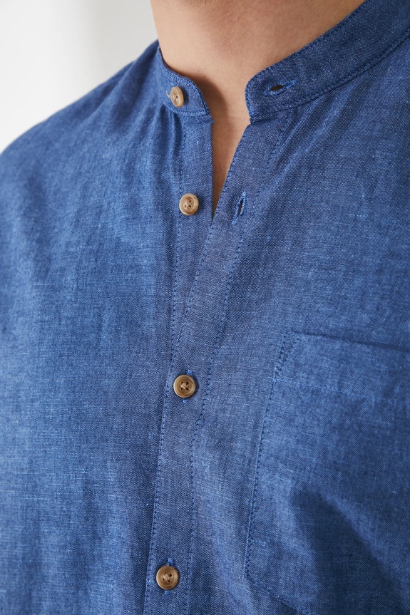 Medicine camicia di lino RS25-KDM070 blu