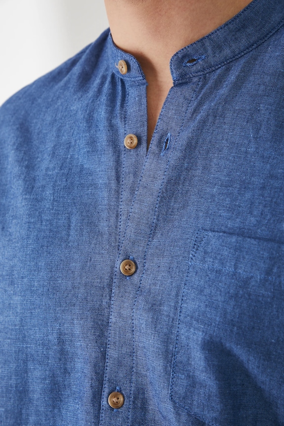 Medicine camicia di lino RS25-KDM070 blu