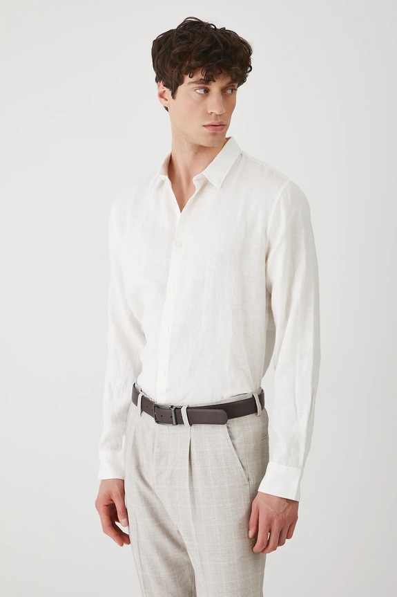 Medicine camicia di lino RS25-KDM090 bianco RS25